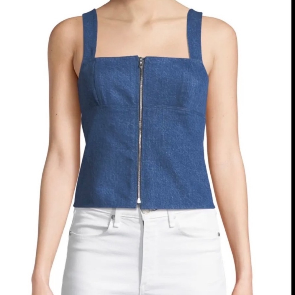 Rag & Bone Paula Zip Front Denim Top Size XS